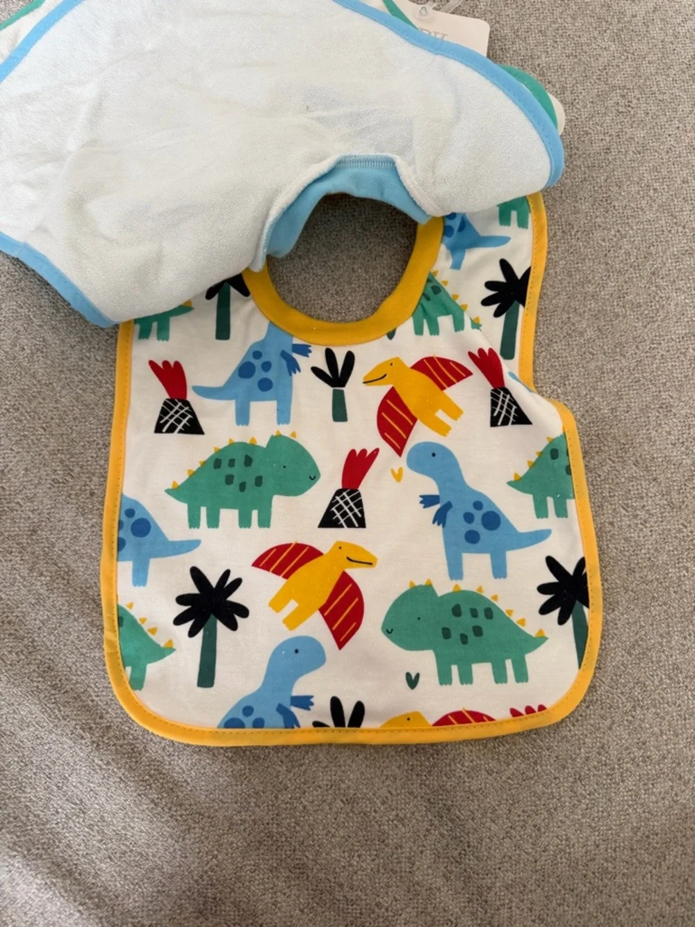 Hungry-A-Saurus Green Striped Baby Bib - 3 Pack